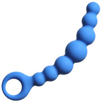 Анальные шарики, цепочки - Синяя упругая анальная цепочка Flexible Wand - 18 см.