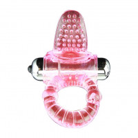 Эрекционные кольца - Эрекционное кольцо с вибростимулятором клитора в форме язычка