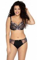 Бюстгальтер на косточках с трехцветной вышивкой на plus size чашках