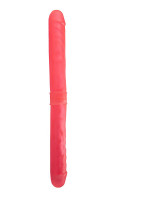 Двусторонние - Розовый двусторонний гелевый фаллоимитатор - 44 см.