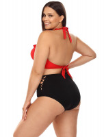 Двухцветный раздельный купальник plus size