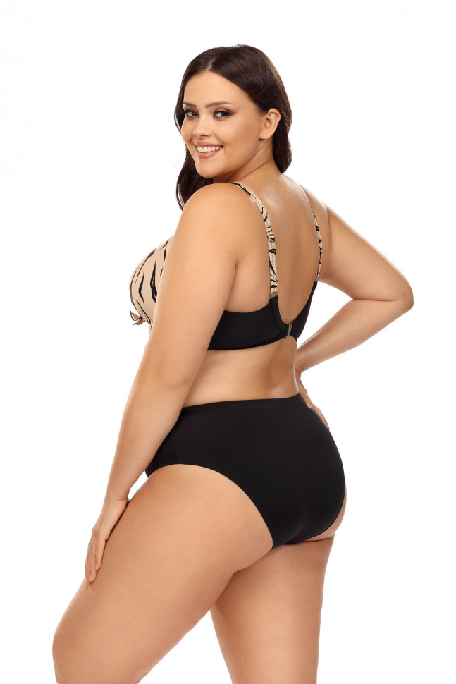 Раздельный купальник plus size с анималистическим принтом на лифе