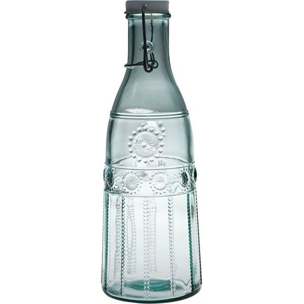 Бутылка с пробкой с декором;стекло;1л;D=98,H=280мм;прозр.