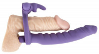 Мужские страпоны - Фиолетовая насадка на пенис для двойной стимуляции Los Analos - 16 см.
