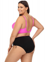 Розово-черный раздельный купальник plus size