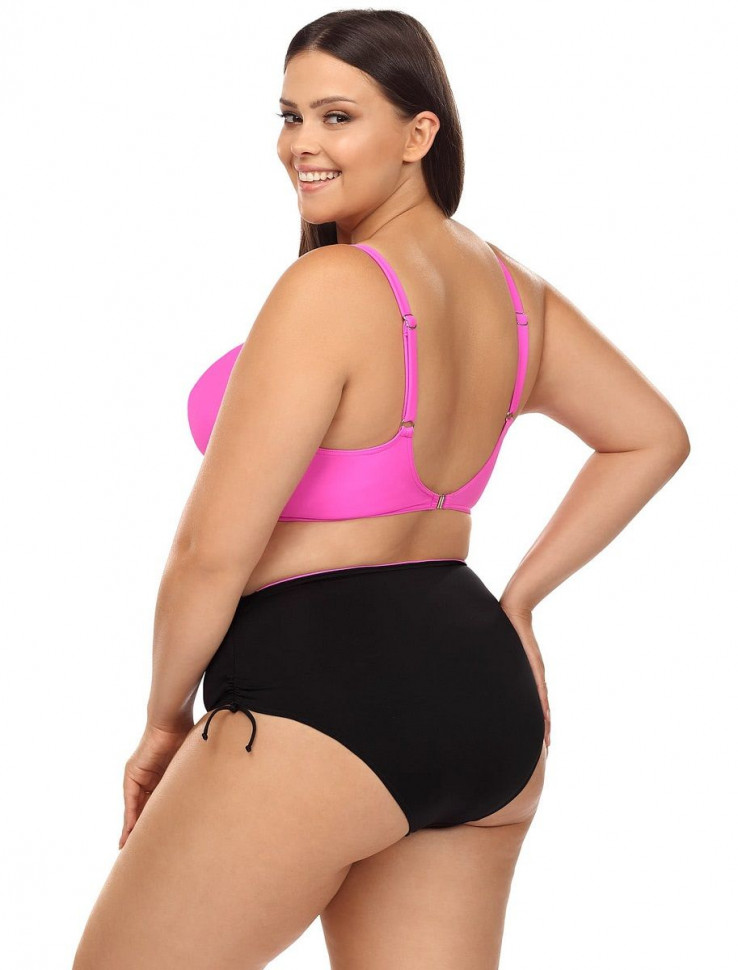 Розово-черный раздельный купальник plus size
