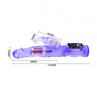 Со стимулятором клитора - Фиолетовый вибратор-кролик с функцией ротации - 21,5 см.