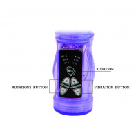 Со стимулятором клитора - Фиолетовый вибратор-кролик с функцией ротации - 21,5 см.