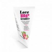 Съедобное согревающее массажное масло Love Me Tender Strawberry с ароматом клубники - 10 мл.