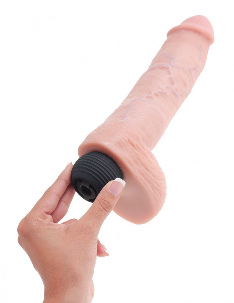 Телесный фаллоимитатор с функцией семяизвержения 11  Squirting Cock with balls - 27,9 см.