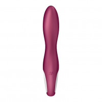 Малиновый вибромассажер для стимуляции G-точки Heated Thrill - 20,6 см.