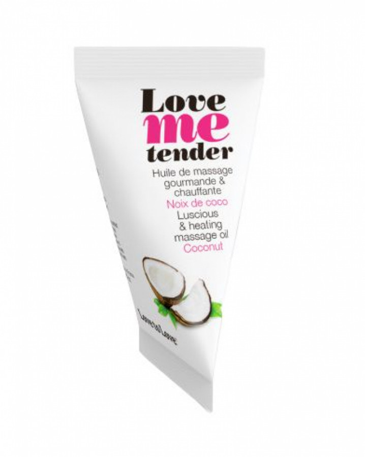 Съедобное согревающее массажное масло Love Me Tender Cocos с ароматом кокоса - 10 мл.