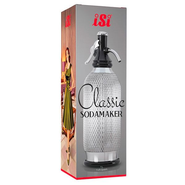 Сифон для содовой «Содамэйкер»;сталь нерж.,пластик;1л;,H=35см;прозр.