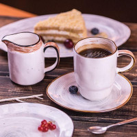 Блюдце «Пастораль»;фарфор;D=14/6см;оранжев.