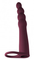 Мужские страпоны - Бордовая вибронасадка для двойного проникновения Bramble - 16,5 см.