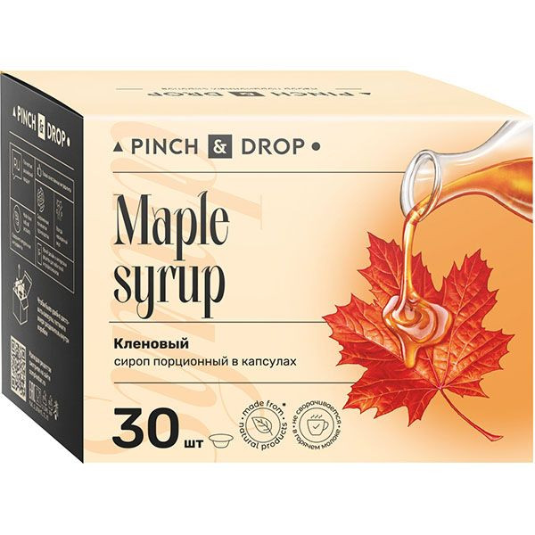 Сироп «Кленовый» ароматизированный порционный Pinch&Drop[30шт];картон;15мл;,H=12,L=15,5,B=10см