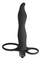Мужские страпоны - Черная вибронасадка для двойного проникновения Flirtini - 15,9 см.