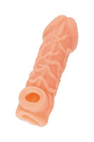 Телесная закрытая насадка с венками Cock Sleeve 006 Size M - 15,6 см.