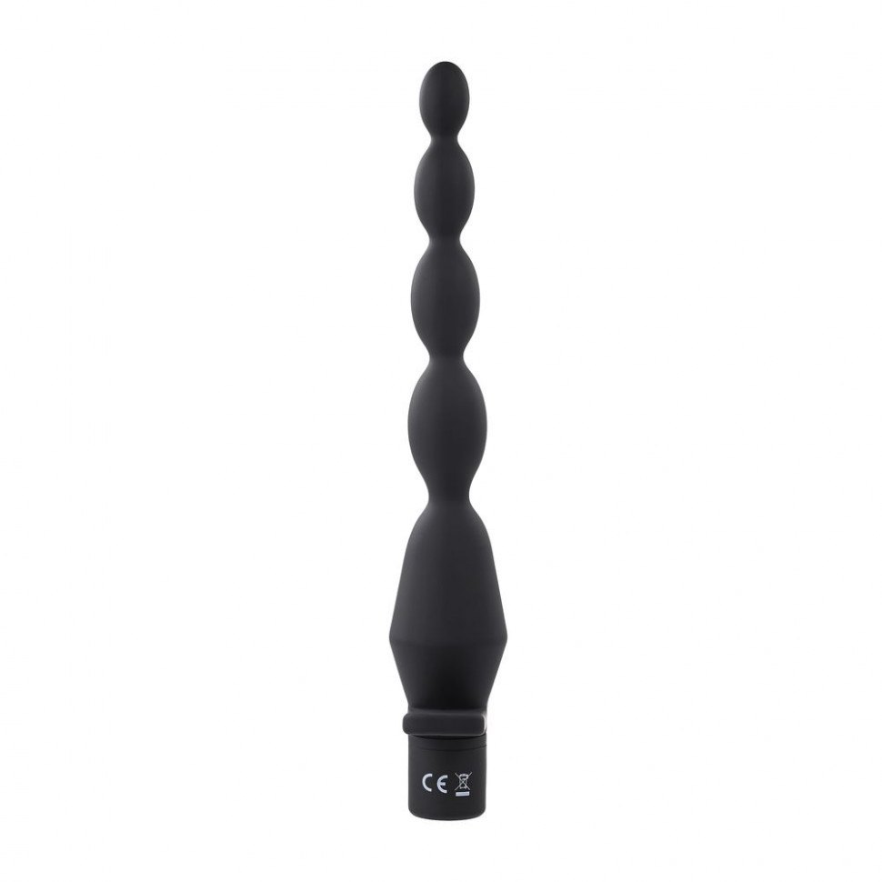 Черная анальная елочка с вибрацией Vibrating Butt Beads - 22 см.