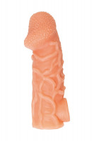 Телесная закрытая насадка с венками Cock Sleeve 006 Size L - 17,6 см.