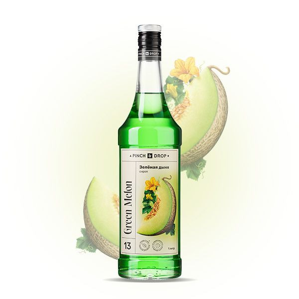 Сироп «Зеленая Дыня» Pinch&Drop;стекло;1л;D=85,H=330мм;зелен.