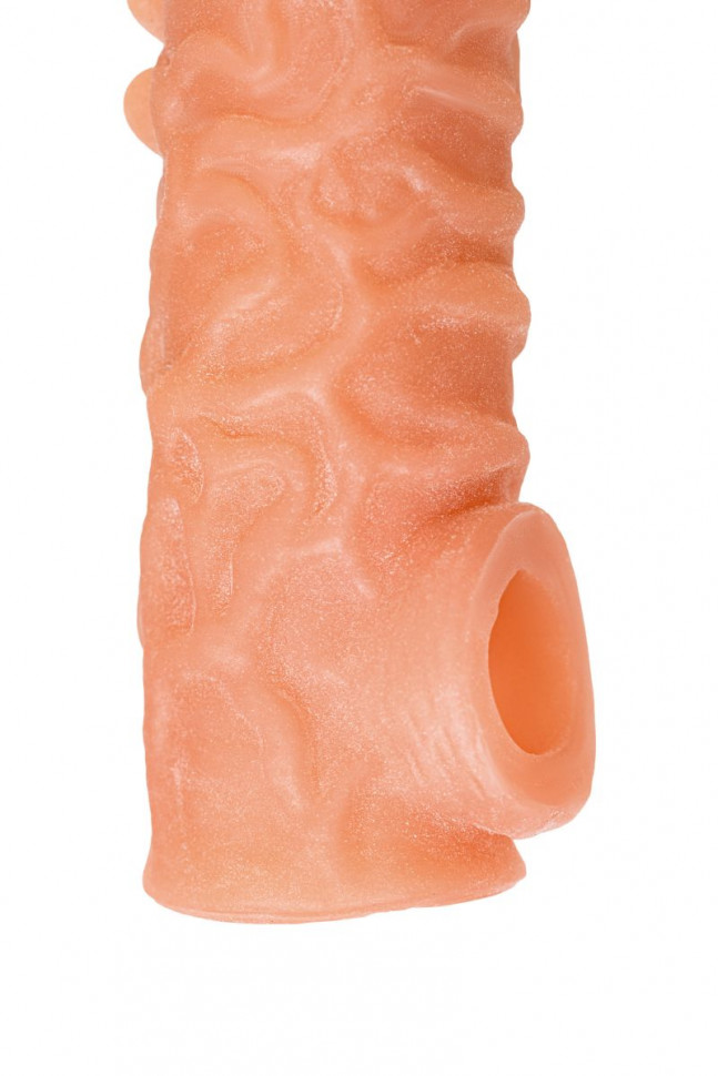 Телесная закрытая насадка с шершавой головкой Cock Sleeve 007 Size M - 15,6 см.