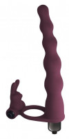 Мужские страпоны - Бордовая вибронасадка для двойного проникновения Jungle Bunny - 17 см.