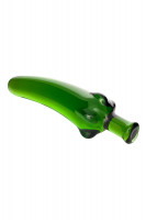 Стеклянные и металлические - Зелёный анальный стимулятор из стекла в форме перчика - 13,5 см.
