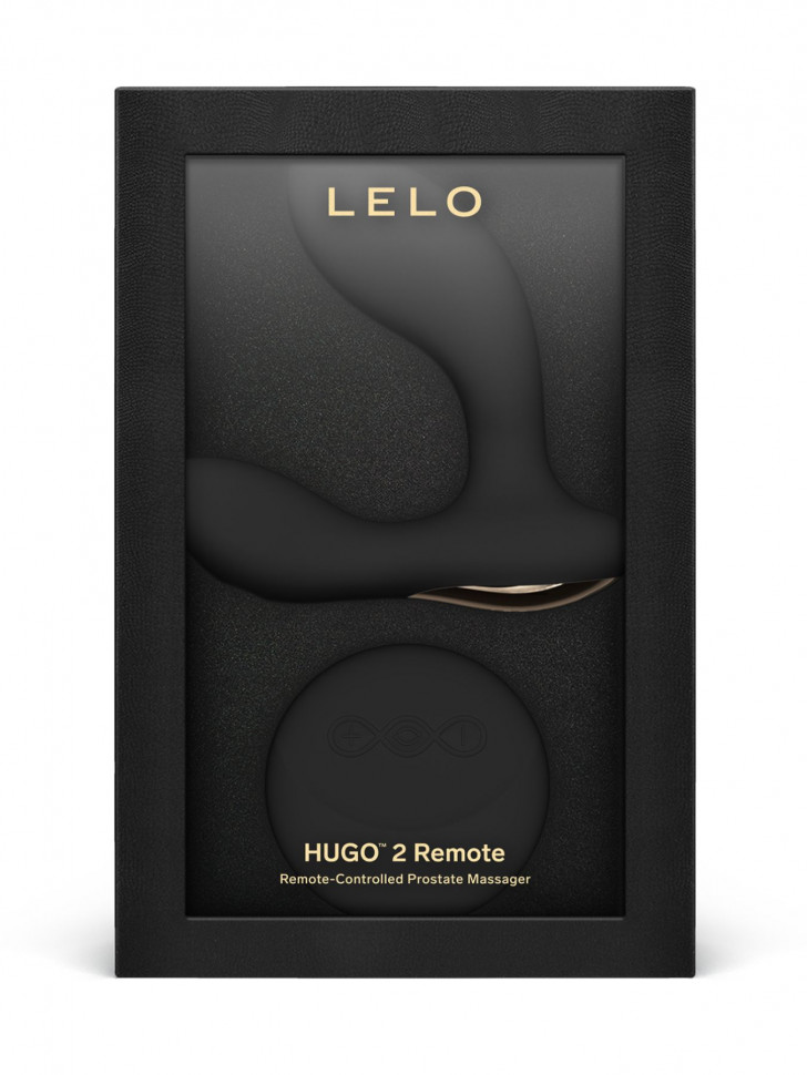 Черный вибромассажер простаты с пультом ДУ Hugo 2 Remote