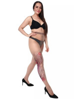 Женские колготки +size с имитацией тату на правой ножке