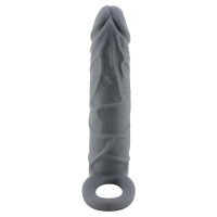 Серая удлиняющая насадка на пенис Large - 18 см.