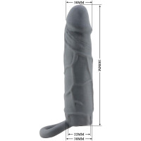 Серая удлиняющая насадка на пенис Large - 18 см.