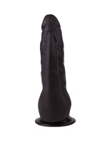Анально-вагинальные - Двойной фаллоимитатор чёрного цвета на присоске - 17 см.