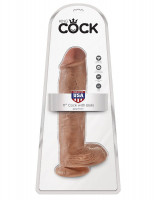 Фаллоимитатор-мулат на присоске 11  Cock with Balls - 28 см.