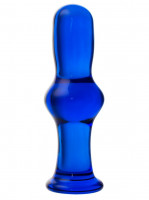 Стеклянные и металлические - Синяя стеклянная анальная втулка - 13,5 см.