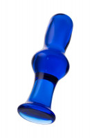 Стеклянные и металлические - Синяя стеклянная анальная втулка - 13,5 см.