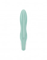 Зеленый вибратор-кролик Satisfyer Air Pump Bunny 5+ с функцией расширения - 20,4 см.