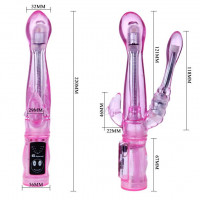 Анально-вагинальные - Розовый вибратор с анальным и клиторальным отростками Intimate Tease - 22 см.