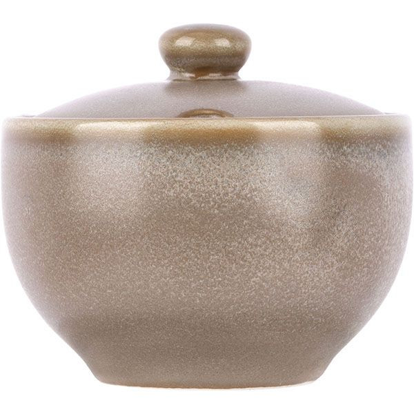 Сахарница «Агава» с крышкой;фарфор;200мл;D=91,H=60мм;матовый,зелен.