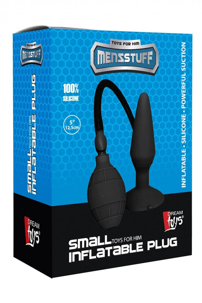 Чёрная анальная пробка с функцией расширения MENZSTUFF SMALL INFLATABLE PLUG- 12,5 см.