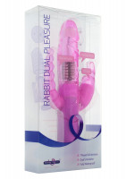 Розовый вибратор RABBIT DUAL PLEASURE с клиторальным и анальным стимуляторами - 22 см.