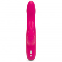Розовый перезаряжаемый вибратор Rabbit Slimline Curve Rechargeable - 24 см.