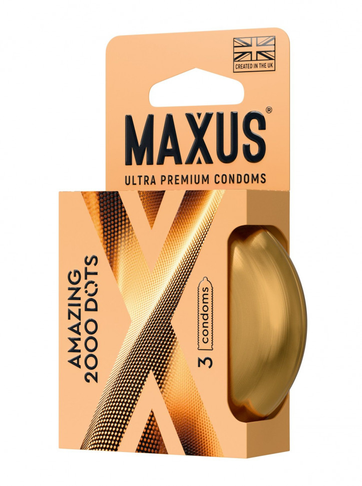 Точечные презервативы MAXUS 2000 Amazing Dots с железным кейсом - 3 шт.