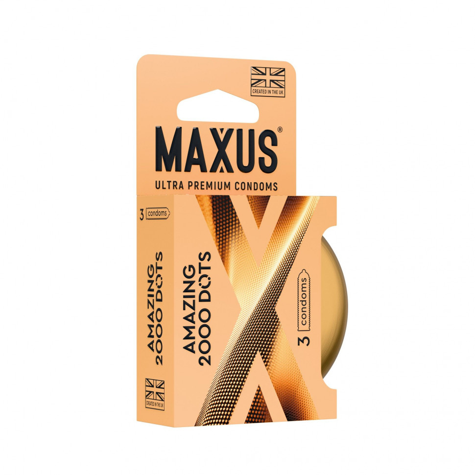 Точечные презервативы MAXUS 2000 Amazing Dots с железным кейсом - 3 шт.