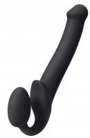 Безремневые - Черный безремневой страпон Silicone Bendable Strap-On - size M