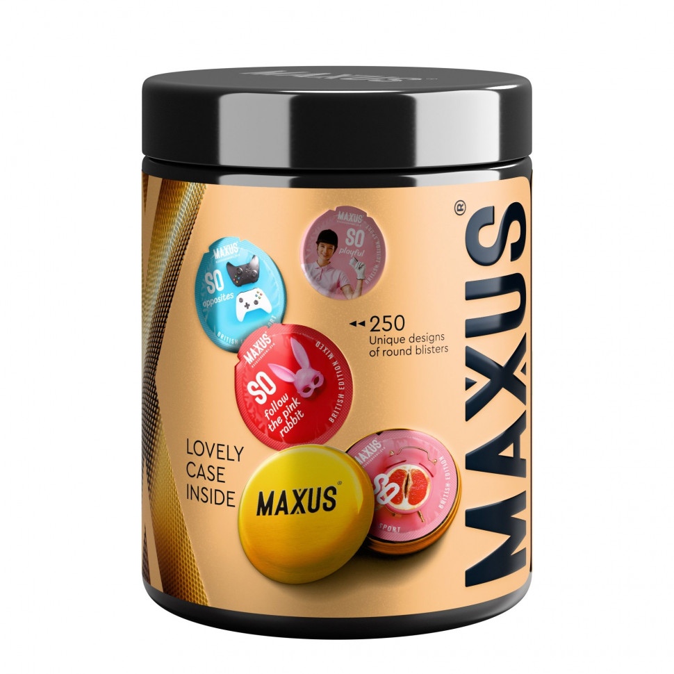 Точечные презервативы MAXUS 2000 Amazing Dots с железным кейсом - 12 шт.