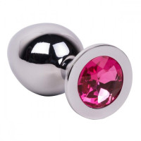 Стеклянные и металлические - Большой стальной плаг с розовым кристаллом Pink Bubble Gum - 9,5 см.