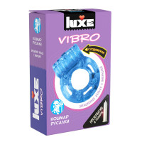Голубое эрекционное виброкольцо Luxe VIBRO  Кошмар русалки  + презерватив