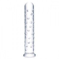 Прозрачный стеклянный фаллос с массажным рельефом 10  Extra Large Glass Dildo - 25,5 см.