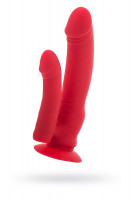 Анально-вагинальные - Красный вибратор для двойного проникновения - 19,5 см.